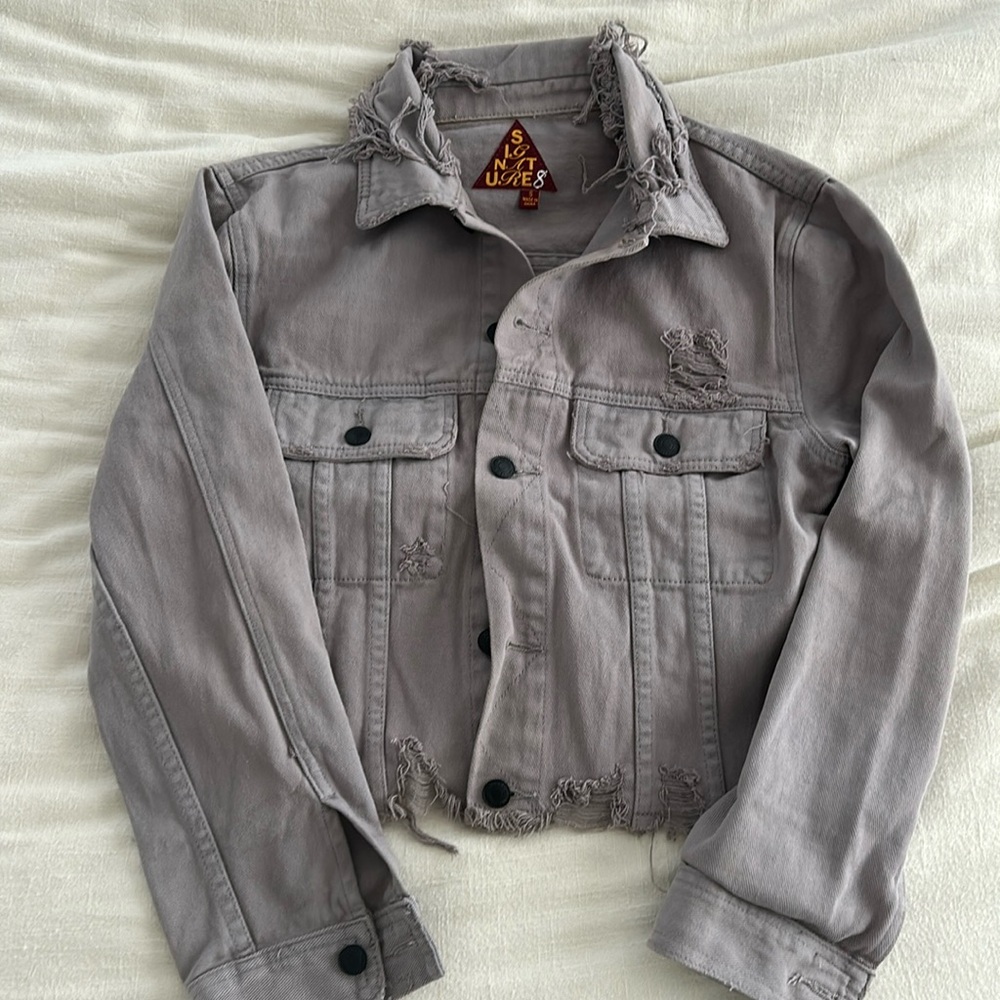 Gray Distressed Denim Jacket